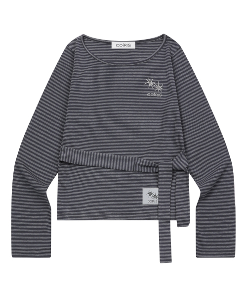 COIRIS（コイリス）の「ラエトストラップストライプロングスリーブTシャツ（2カラー）（Tシャツ/カットソー・レディース・チャコールグレー/ブラック・FREE）」の7枚目の写真