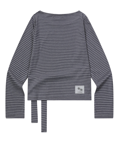 COIRIS（コイリス）の「ラエトストラップストライプロングスリーブTシャツ（2カラー）（Tシャツ/カットソー・レディース・チャコールグレー/ブラック・FREE）」の8枚目の写真