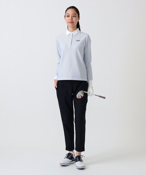 BEAMS GOLF(ビームスゴルフ)の「PURPLE LABEL / クレリック ロングスリーブ ポロシャツ(ポロシャツ・レディース・サックスブルー/ホワイト・L/S/M)」の3枚目の写真