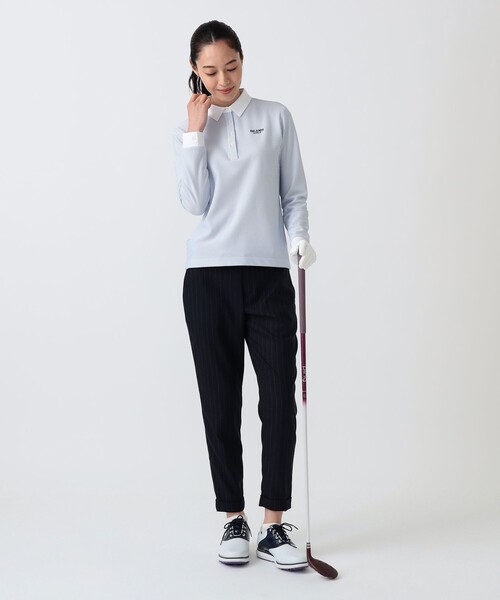 BEAMS GOLF(ビームスゴルフ)の「PURPLE LABEL / クレリック ロングスリーブ ポロシャツ(ポロシャツ・レディース・サックスブルー/ホワイト・L/S/M)」の4枚目の写真