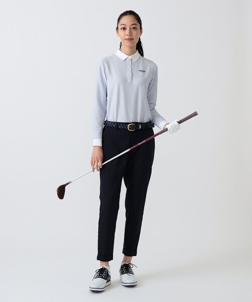 BEAMS GOLF(ビームスゴルフ)の「PURPLE LABEL / クレリック ロングスリーブ ポロシャツ(ポロシャツ・レディース・サックスブルー/ホワイト・L/S/M)」の5枚目の写真