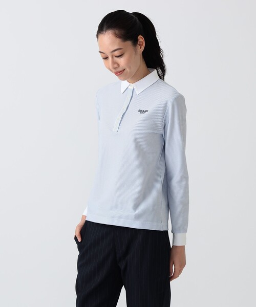 BEAMS GOLF(ビームスゴルフ)の「PURPLE LABEL / クレリック ロングスリーブ ポロシャツ(ポロシャツ・レディース・サックスブルー/ホワイト・L/S/M)」の7枚目の写真