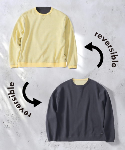 B.C STOCK（ベーセーストック）の「ANTS & ELEPHANTS 2TONE スウェットライクプルオーバー（ニット/セーター・メンズ・レッド/ネイビー/グレー/ブラウン・LARGE/MEDIUM）」の3枚目の写真