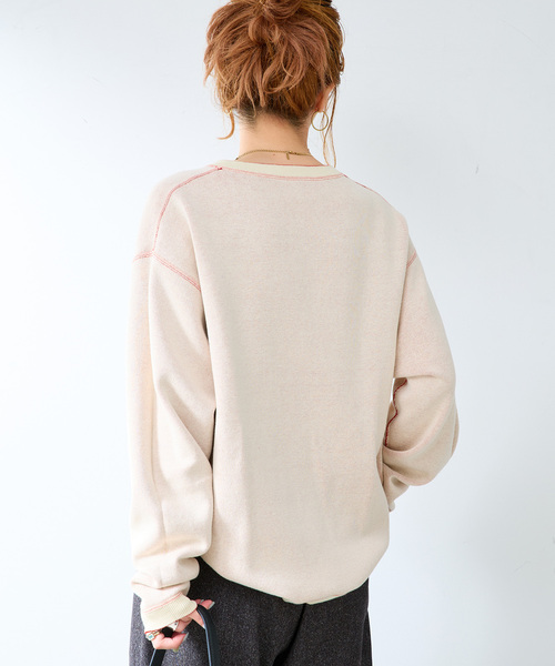B.C STOCK（ベーセーストック）の「ANTS & ELEPHANTS 2TONE スウェットライクプルオーバー（ニット/セーター・メンズ・レッド/ネイビー/グレー/ブラウン・LARGE/MEDIUM）」の21枚目の写真