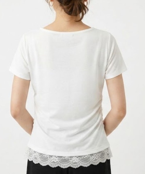 Human 2nd Occasion(ヒューマンセカンドオケージョン)の「ドレープカウルネックレース切替Tシャツ(Tシャツ/カットソー・レディース・オフホワイト/ブラック・M)」の8枚目の写真