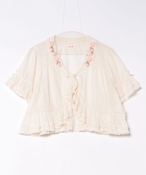 PINK HOUSE(ピンクハウス)の「ローズモチーフいっぱいフリルブラウス(シャツ/ブラウス・レディース・ブラック/ライトグリーン/アイボリー/ベージュ・フリー)」の2枚目の写真