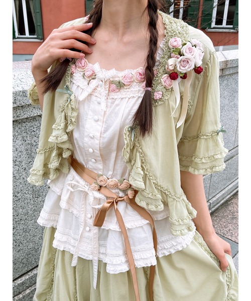 PINK HOUSE(ピンクハウス)の「ローズモチーフいっぱいフリルブラウス(シャツ/ブラウス・レディース・ブラック/ライトグリーン/アイボリー/ベージュ・フリー)」の10枚目の写真