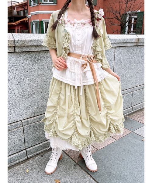 PINK HOUSE(ピンクハウス)の「ローズモチーフいっぱいフリルブラウス(シャツ/ブラウス・レディース・ブラック/ライトグリーン/アイボリー/ベージュ・フリー)」の7枚目の写真
