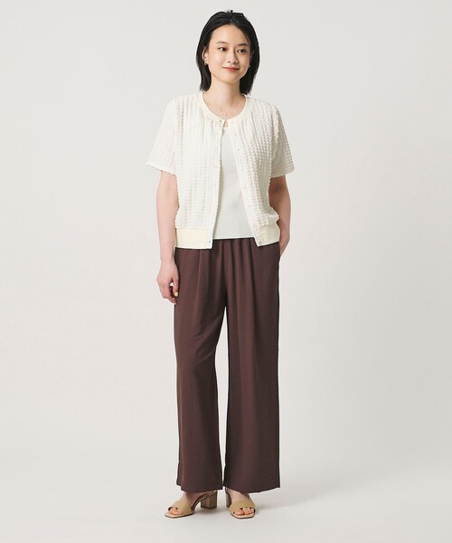 A DAY IN THE LIFE UNITED ARROWS（アデイインザライフユナイテッドアローズ）の「ポコポコ ショートスリーブカーディガン 2WAY ＜A DAY IN THE LIFE＞（カーディガン/ボレロ・レディース・オフホワイト/ブラック/ライトピンク・FREE）」の4枚目の写真