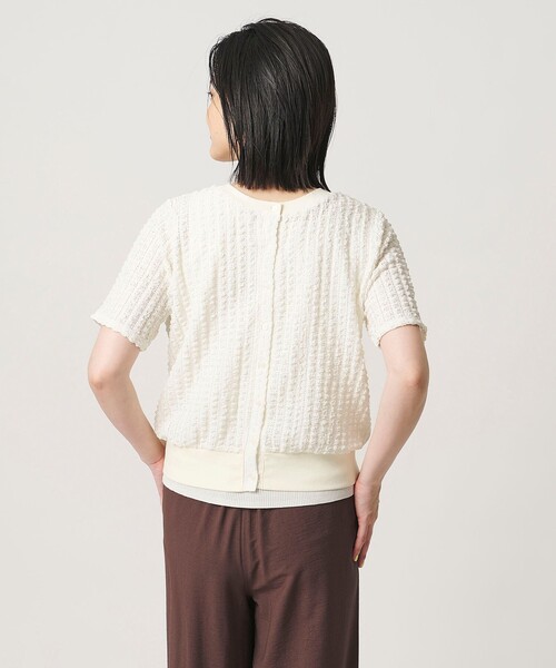 A DAY IN THE LIFE UNITED ARROWS（アデイインザライフユナイテッドアローズ）の「ポコポコ ショートスリーブカーディガン 2WAY ＜A DAY IN THE LIFE＞（カーディガン/ボレロ・レディース・オフホワイト/ブラック/ライトピンク・FREE）」の6枚目の写真