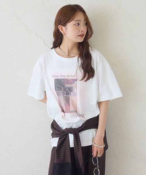 mystic(ミスティック)の「ビッグフォトT(Tシャツ/カットソー・レディース・ピンク/オフホワイト・FREE)」の18枚目の写真