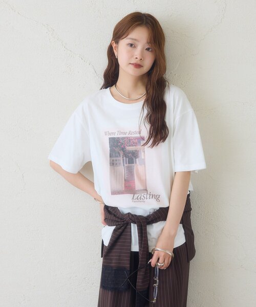mystic(ミスティック)の「ビッグフォトT(Tシャツ/カットソー・レディース・ピンク/オフホワイト・FREE)」の19枚目の写真