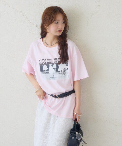 mystic(ミスティック)の「ビッグフォトT(Tシャツ/カットソー・レディース・ピンク/オフホワイト・FREE)」の12枚目の写真