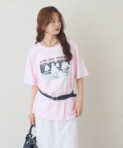 mystic(ミスティック)の「ビッグフォトT(Tシャツ/カットソー・レディース・ピンク/オフホワイト・FREE)」の8枚目の写真