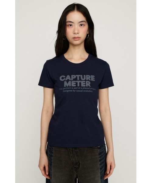 SLY(スライ)の「RHINESTONE FRONT LOGO TOPS ラインストーンフロントロゴトップス 夏服 秋服(Tシャツ/カットソー・レディース・ネイビー/オフホワイト/ライトピンク/ブラック・FREE)」の10枚目の写真