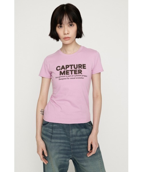 SLY(スライ)の「RHINESTONE FRONT LOGO TOPS ラインストーンフロントロゴトップス 夏服 秋服(Tシャツ/カットソー・レディース・ネイビー/オフホワイト/ライトピンク/ブラック・FREE)」の11枚目の写真