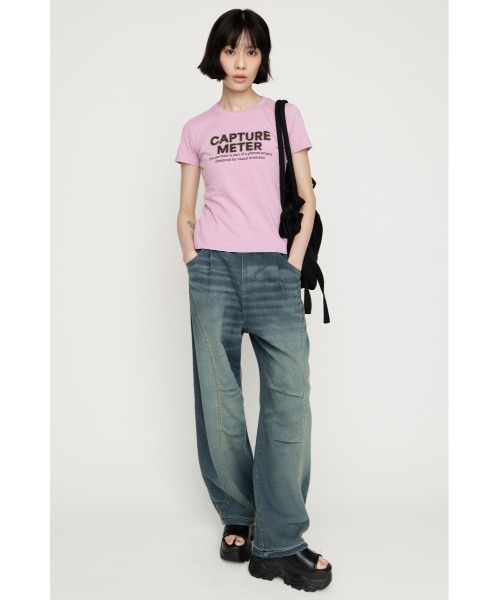 SLY(スライ)の「RHINESTONE FRONT LOGO TOPS ラインストーンフロントロゴトップス 夏服 秋服(Tシャツ/カットソー・レディース・ネイビー/オフホワイト/ライトピンク/ブラック・FREE)」の12枚目の写真