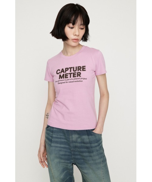 SLY(スライ)の「RHINESTONE FRONT LOGO TOPS ラインストーンフロントロゴトップス 夏服 秋服(Tシャツ/カットソー・レディース・ネイビー/オフホワイト/ライトピンク/ブラック・FREE)」の13枚目の写真