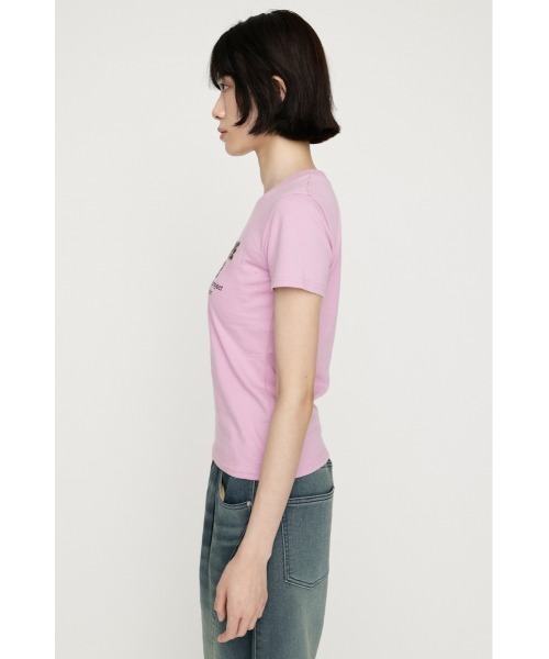SLY(スライ)の「RHINESTONE FRONT LOGO TOPS ラインストーンフロントロゴトップス 夏服 秋服(Tシャツ/カットソー・レディース・ネイビー/オフホワイト/ライトピンク/ブラック・FREE)」の15枚目の写真