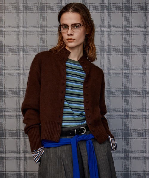 MAISON SPECIAL(メゾンスペシャル)の「【2026Autumn PRE-ORDER】Raccoon Blend Stand Collar Cardigan/ラクーンブレンドスタンドカラーカーディガン(カーディガン/ボレロ・レディース・ブルー/グレー/ピンク/レッド/ブラウン/ブラック・FREE)」の3枚目の写真