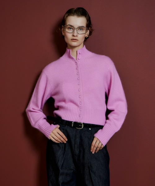 MAISON SPECIAL(メゾンスペシャル)の「【2026Autumn PRE-ORDER】Raccoon Blend Stand Collar Cardigan/ラクーンブレンドスタンドカラーカーディガン(カーディガン/ボレロ・レディース・ブルー/グレー/ピンク/レッド/ブラウン/ブラック・FREE)」の5枚目の写真