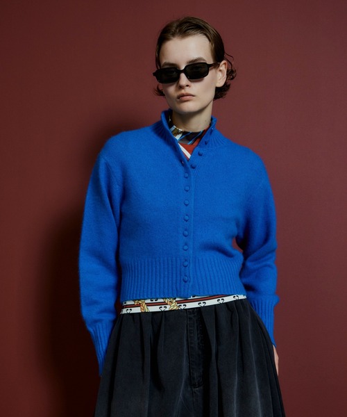 MAISON SPECIAL(メゾンスペシャル)の「【2026Autumn PRE-ORDER】Raccoon Blend Stand Collar Cardigan/ラクーンブレンドスタンドカラーカーディガン(カーディガン/ボレロ・レディース・ブルー/グレー/ピンク/レッド/ブラウン/ブラック・FREE)」の4枚目の写真