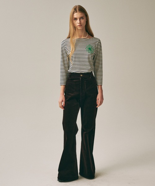 Mardi Mercredi(マルディメクルディ)の「SLIM TSHIRT 3/4 SLEEVE STRIPE / スリム Tシャツ 3/4 スリーブ ストライプ(Tシャツ/カットソー・レディース・ネイビー/ブルー/レッド/アイボリー・FREE)」の12枚目の写真