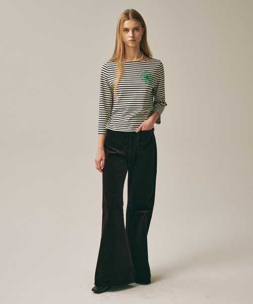 Mardi Mercredi(マルディメクルディ)の「SLIM TSHIRT 3/4 SLEEVE STRIPE / スリム Tシャツ 3/4 スリーブ ストライプ(Tシャツ/カットソー・レディース・ネイビー/ブルー/レッド/アイボリー・FREE)」の13枚目の写真