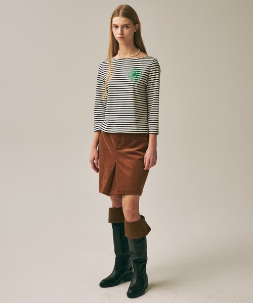 Mardi Mercredi(マルディメクルディ)の「SLIM TSHIRT 3/4 SLEEVE STRIPE / スリム Tシャツ 3/4 スリーブ ストライプ(Tシャツ/カットソー・レディース・ネイビー/ブルー/レッド/アイボリー・FREE)」の9枚目の写真