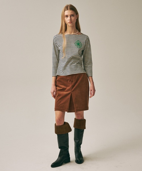 Mardi Mercredi(マルディメクルディ)の「SLIM TSHIRT 3/4 SLEEVE STRIPE / スリム Tシャツ 3/4 スリーブ ストライプ(Tシャツ/カットソー・レディース・ネイビー/ブルー/レッド/アイボリー・FREE)」の10枚目の写真