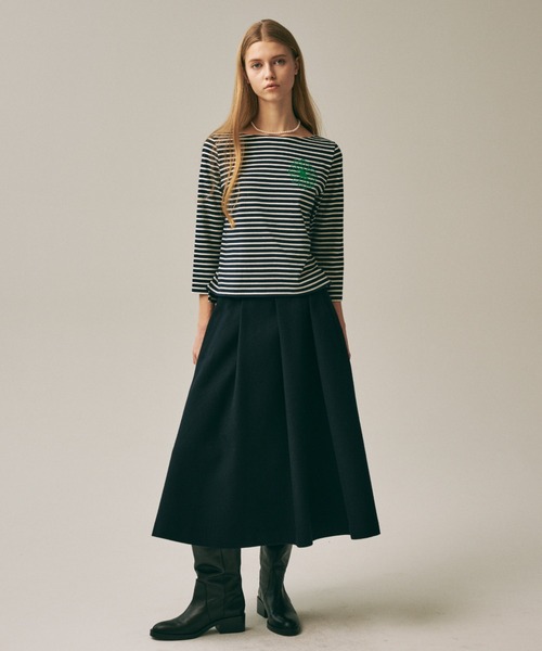 Mardi Mercredi(マルディメクルディ)の「SLIM TSHIRT 3/4 SLEEVE STRIPE / スリム Tシャツ 3/4 スリーブ ストライプ(Tシャツ/カットソー・レディース・ネイビー/ブルー/レッド/アイボリー・FREE)」の19枚目の写真