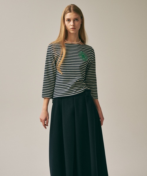 Mardi Mercredi(マルディメクルディ)の「SLIM TSHIRT 3/4 SLEEVE STRIPE / スリム Tシャツ 3/4 スリーブ ストライプ(Tシャツ/カットソー・レディース・ネイビー/ブルー/レッド/アイボリー・FREE)」の17枚目の写真