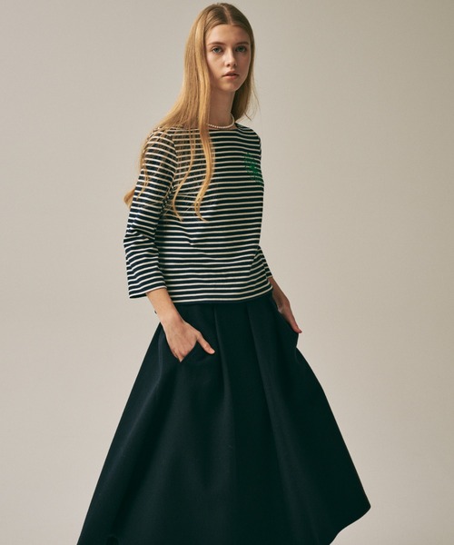 Mardi Mercredi(マルディメクルディ)の「SLIM TSHIRT 3/4 SLEEVE STRIPE / スリム Tシャツ 3/4 スリーブ ストライプ(Tシャツ/カットソー・レディース・ネイビー/ブルー/レッド/アイボリー・FREE)」の18枚目の写真