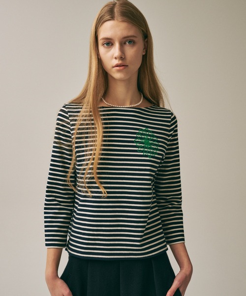 Mardi Mercredi(マルディメクルディ)の「SLIM TSHIRT 3/4 SLEEVE STRIPE / スリム Tシャツ 3/4 スリーブ ストライプ(Tシャツ/カットソー・レディース・ネイビー/ブルー/レッド/アイボリー・FREE)」の15枚目の写真