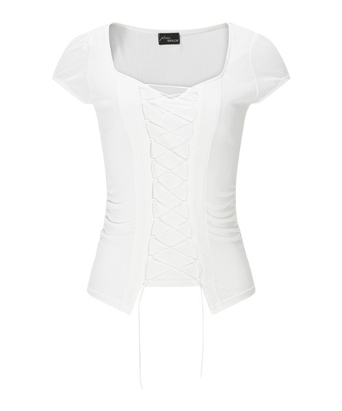 PLEASENOFOLLOW(プリーズノーフォロー)の「Heren Corset Short Sleeve Top (Ivory)(Tシャツ/カットソー・レディース・その他・FREE)」の2枚目の写真