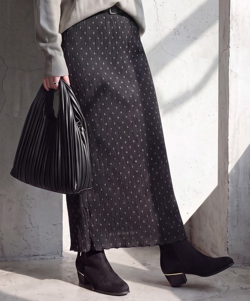 SELECT LEVERY(セレクトリベリー)の「レオパード&ドットプリーツタイトスカート(スカート・レディース・グレー系その他2/ブラック/ブラウン/グレー系その他・MEDIUM)」の20枚目の写真