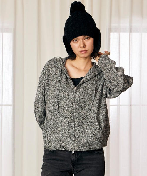 RIKKA FEMME(リッカファム)の「RIKKA FEMME/リッカファム ジップアップ パーカー フーディー ネップ柄 RF6F-1203(パーカー・レディース・ブルー/レッド/ブラック・FREE)」の1枚目の写真