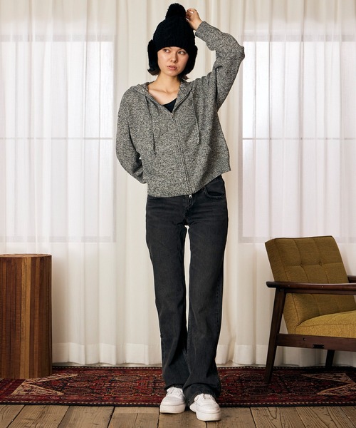 RIKKA FEMME(リッカファム)の「RIKKA FEMME/リッカファム ジップアップ パーカー フーディー ネップ柄 RF6F-1203(パーカー・レディース・ブルー/レッド/ブラック・FREE)」の6枚目の写真