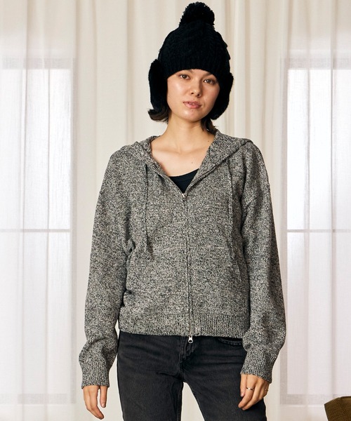 RIKKA FEMME(リッカファム)の「RIKKA FEMME/リッカファム ジップアップ パーカー フーディー ネップ柄 RF6F-1203(パーカー・レディース・ブルー/レッド/ブラック・FREE)」の4枚目の写真
