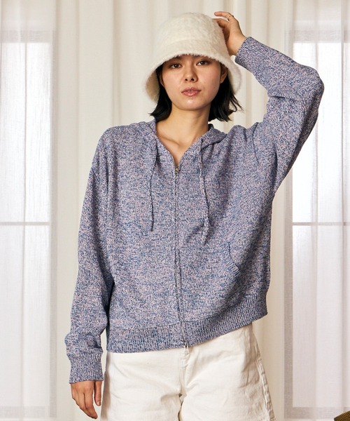 RIKKA FEMME(リッカファム)の「RIKKA FEMME/リッカファム ジップアップ パーカー フーディー ネップ柄 RF6F-1203(パーカー・レディース・ブルー/レッド/ブラック・FREE)」の10枚目の写真