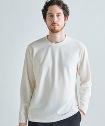 MEN'S BIGI | リンクスジャカード 変形クルーネックロングTシャツ［抗菌防臭］(Tシャツ/カットソー)