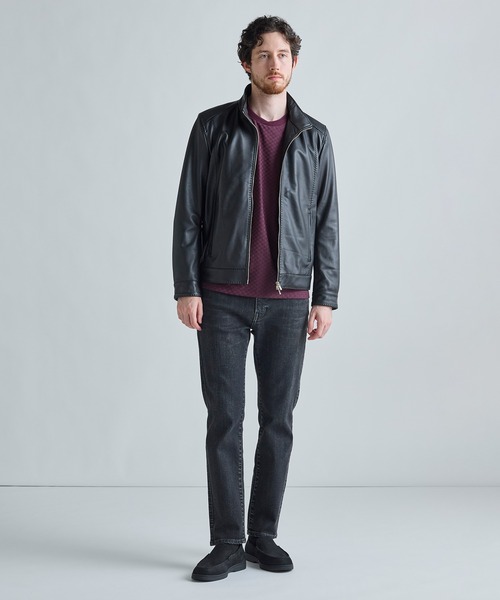 MEN'S BIGI（メンズビギ）の「リンクスジャカード 変形クルーネックロングTシャツ［抗菌防臭］（Tシャツ/カットソー・メンズ・ボルドー/ブラック/ブルー/ホワイト・05/04/01/03/02）」の11枚目の写真