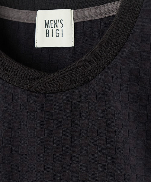 MEN'S BIGI（メンズビギ）の「リンクスジャカード 変形クルーネックロングTシャツ［抗菌防臭］（Tシャツ/カットソー・メンズ・ボルドー/ブラック/ブルー/ホワイト・05/04/01/03/02）」の20枚目の写真