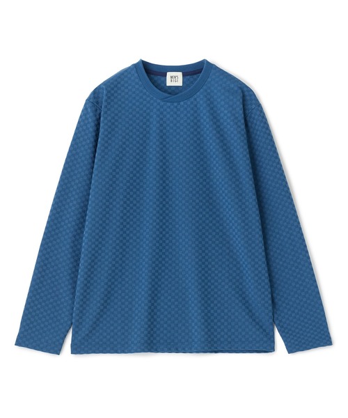 MEN'S BIGI（メンズビギ）の「リンクスジャカード 変形クルーネックロングTシャツ［抗菌防臭］（Tシャツ/カットソー・メンズ・ボルドー/ブラック/ブルー/ホワイト・05/04/01/03/02）」の14枚目の写真