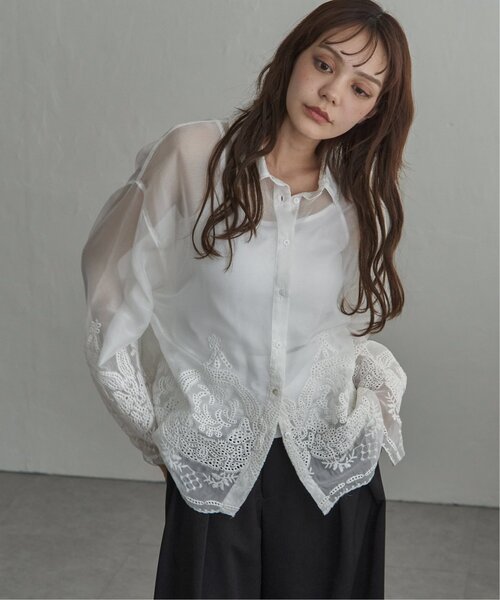 notch.(ノッチ)の「スカラップ刺繍シャツ(シャツ/ブラウス・レディース・ホワイト/ブラック・M)」の14枚目の写真