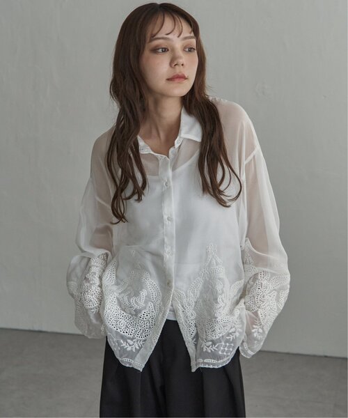 notch.(ノッチ)の「スカラップ刺繍シャツ(シャツ/ブラウス・レディース・ホワイト/ブラック・M)」の15枚目の写真
