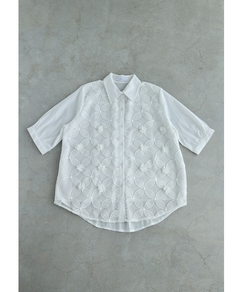 cawaii(カワイイ)の「立体花デコレーションのメッシュフラワーシャツトップス(シャツ/ブラウス・レディース・ホワイト・FREE)」の14枚目の写真