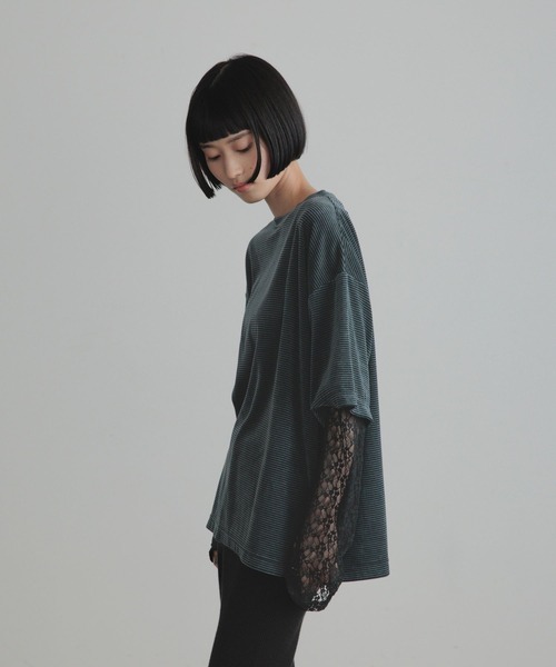 LOWRYS FARM(ローリーズファーム)の「ベロアレースレイヤードT 1063262(Tシャツ/カットソー・レディース・グリーン/ブラウン/ブラック・FREE)」の11枚目の写真