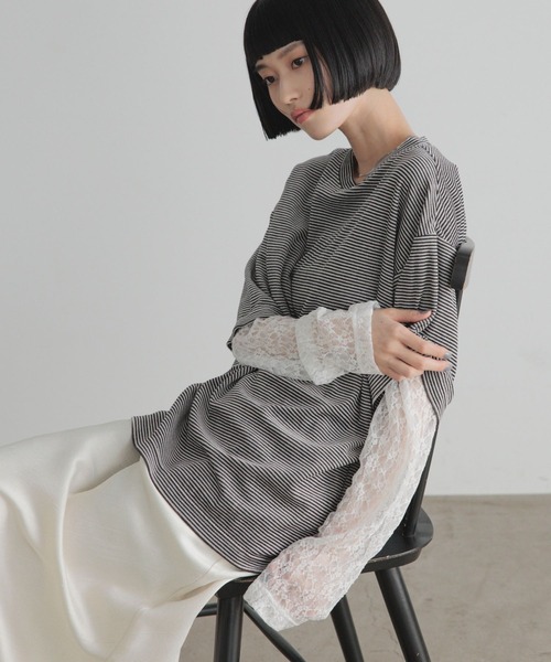 LOWRYS FARM(ローリーズファーム)の「ベロアレースレイヤードT 1063262(Tシャツ/カットソー・レディース・グリーン/ブラウン/ブラック・FREE)」の17枚目の写真