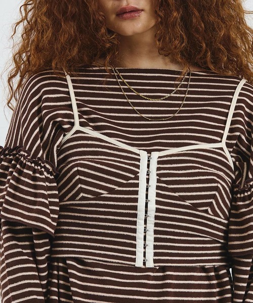 mag.by c（マグバイシー）の「mag.by c/STRIPE BUSTIER（キャミソール・レディース・オフホワイト/ブラウン・ONE SIZE）」の2枚目の写真